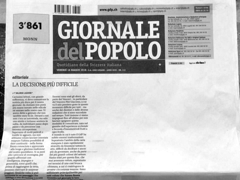«Giornale del popolo,» ultimo numero | Foto: Luca Lovisolo